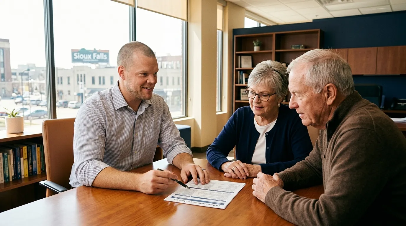 A Big Sioux Benefits advisor showing a South Dakota Medicare client the supplemental benefits section of a plan's Summary of Benefits document